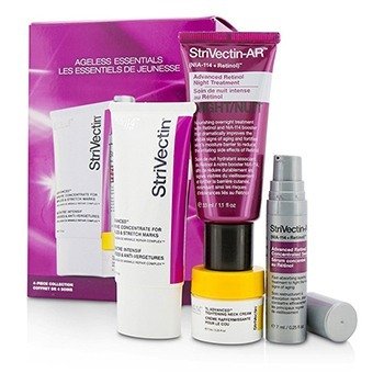 Kit Ageless Essentials: Suero 7ml + Concentrado Para Arrugas & Estrías 30ml + Tratamiento de Noche 33ml + Crema de Cuello 7ml