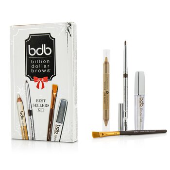 Billion Dollar Brows Best Sellers Kit: 1x Universal Brow Pencil 0.27g, 1x Brow Duo Pencil 2.98g, 1x Smudge Brush, 1x Brow Gel 3ml