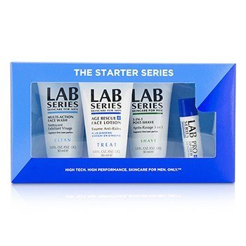 Lab Series The Starter Series: Jabón Facial Multi Acción 30ml + Loción Facial 30ml + Post Afeitado 30ml + Bálsamo de Labios 4.3g