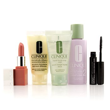 3-Step Skin Care System (Skin Type 2): Jabón Facial Suave + Loción Aclarante 2 + DDML + Lash Power Máscara + Clinique Pop Lip