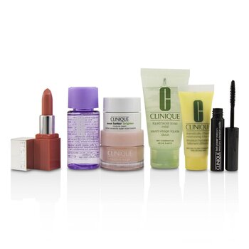 Set de Viaje: Removedor de Maquillaje 30ml + Jabón Facial 30ml + Impulso de Hidratación 15ml + DDML 15ml + Crema Hidratante 7ml + Máscara 2.5ml + Color de Labios 2.3g