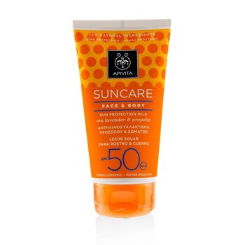 Suncare Leche Protección Solar de Rostro & Cuerpo SPF 50 Con Lavanda de Mar & Propólis