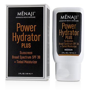 Menaji Power Hydrator Plus Protector Solar de Espectro Amplio SPF 30 + Hidratante con Tinte (Medium)