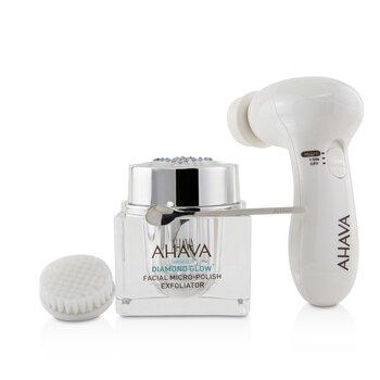Ahava Diamond Glow Micro-Pulido Facial Exfoliador (1x Crema Micro-Exfoliante 50ml, 1x Dispositivo Limpiador, 1x Cabeza de Cepillo)