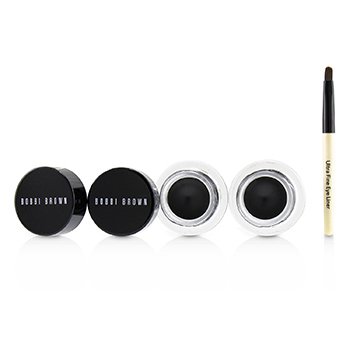Long Wear Gel Eyeliner Duo: 2x Gel Eyeliner 3g (Black Ink) + Mini Ultra Fine Eye Liner Brush