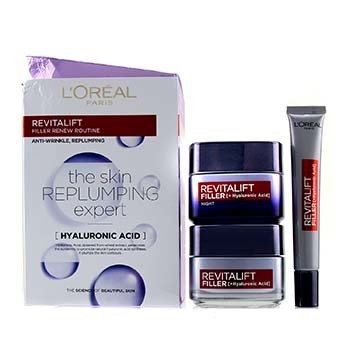 Revitalift Filler Renew Routine Set: Day Cream 50ml/1.7oz + Night Cream 50ml/1.7oz + Eye Cream 15 ml/0.5oz (Box Slightly Damaged)