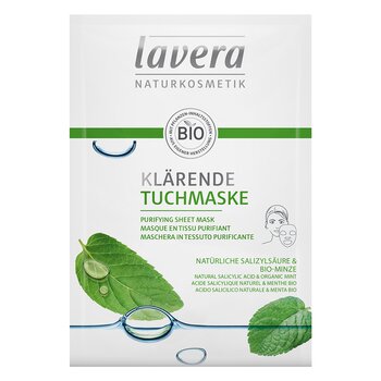 Lavera Mascarilla en Hojas - Purificante (Con Ácido Salicílico Natural & Menta Orgánica)