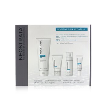 Neostrata Kit Sensitive Skin Antiaging: Restore Limpiador, Restore Crema Facial, Restore Suero Facial, Restore Crema de Ojos