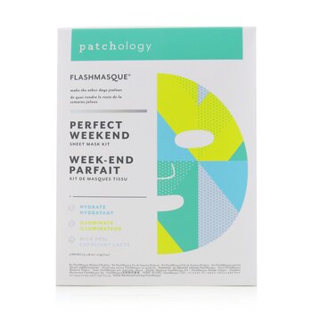 Patchology Kit FlashMasque Mascarilla en Hoja de 5 Minutos - Perfect Weekend Sheet Mask: (Hidrata, Ilumina, Leche Peel)