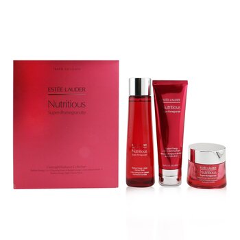 Nutritious Super-Pomegranate Overnight Radiance Collection: Limpiador Espumoso 125ml + Loción Hidratación Intensa 200ml + Crema de Noche 50ml