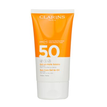 Clarins Invisible Sun Care Gel-A-Aceite Para Cuerpo SPF 50 - Para Piel Mojada o Seca