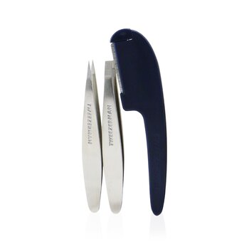 Tweezerman Kit G.E.A.R. Peinado de Cejas: Mini Pinzas Planas + Mini Pinzas de Punto + Cuchilla Facial + Estuche