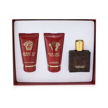 Versace Eros Flame Coffret: Eau De Parfum Spray 50ml + Gel de Ducha Perfumado 50ml + Bálsamo Para Después de Afeitar 50ml