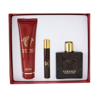 Versace Eros Flame Coffret: Eau De Parfum Spray 100ml + Eau De Parfum Spray 10ml + Gel de Ducha 150m