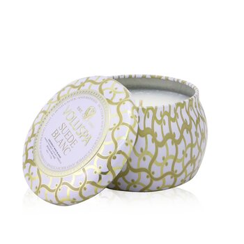 Voluspa Mini Vela de Estaño - Suede Blanc