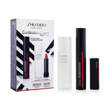 Shiseido Set Controlled Chaos MascaraInk (1x Controlled Chaos MascaraInk, 1x Modern Pintalabios en Polvo Mate, 1x Removedor de Maquillaje de Ojos Y Labios Instantáneo)