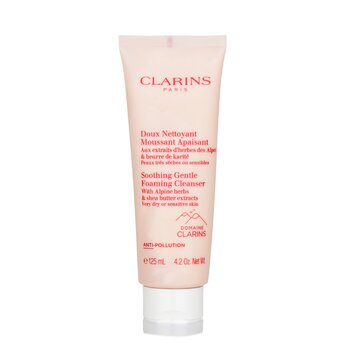 Clarins Limpiador Espumoso Suave Calmante con Extractos de Hierbas Alpinas & Manteca de Karité - Piel Muy Seca o Sensible