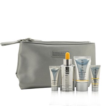 Prevage by Elizabeth Arden Set Prevage Intensive Repair Anti-Aging Solutions 4-Piezas: Intensive Repair Suero Diario 30ml + Crema de Hidratación SPF 30 15ml + City Smart Espectro Amplio SPF 50 5ml + Impulsador Renovador de Piel 5ml + Bolsa