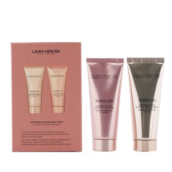 Laura Mercier Set Infusion De Rose Mask Duet: 1x Flawless Skin Infusion De Rose Mascarilla Brillo Hidratante - 75g + 1x Flawless Skin Infusion De Rose Mascarilla de Arcilla Purificante - 75g