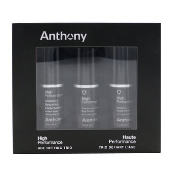 Anthony Set Desafiador de Edad de Alto Rendimiento Trío: Suero Facial de Vitamina C 15ml + Loción Facial de Vitamina A 15ml + Crema de Ojos 15ml