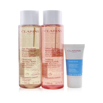 Set Perfect Cleansing (Piel Muy Seca o Sensible): Agua Micelar 200ml + Loción Tonificante 200ml + Exfoliante Fresco 15ml + Bolsa