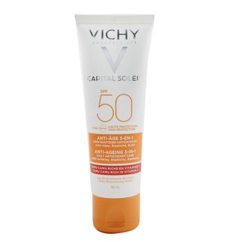 Vichy Capital Soleil Anti-Ageing 3-In-1 Daily Antioxidant Sun Care SPF 50 - Anti-Wrinkles, Elasticity, Radiance