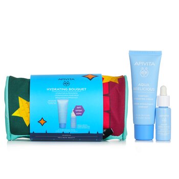 Apivita Hydrating Bouquet (Aqua Beelicious- Rich Texture) Gift Set: Comfort Hydrating Cream 40ml+ Hydrating Booster 10ml+ Pouch