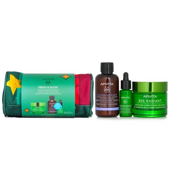 Fresh & Glow (Bee Radiant- Night) Gift Set: Night Gel-Balm 50ml+ Serum 10ml+ Cleansing Creamy Foam 75ml+ Pouch