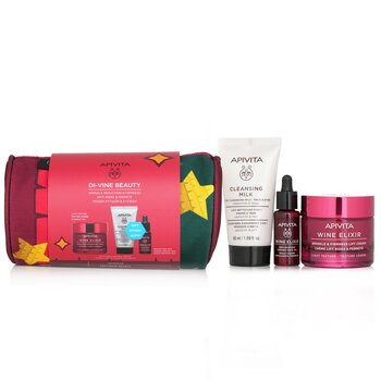 Di-Vine Beauty (Wine Elixir- Light Texture) Gift Set: Wrinkle Lift Cream 50ml+ Face Oil 10ml+ Cleansing Milk 50ml+Pouch