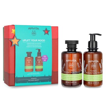 Apivita Uplift Your Mood Toning & Revitalization Set: Tonic Mountain Tea Shower Gel 250ml+ Tonic Mountain Tea Body Milk