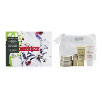 Clarins Nutri-Lumiere Collection: Day Cream 50ml+ Night Cream 15ml+ Treatment Essence 10ml+ Hand & Nail Treatment Cream 30ml+ Bag