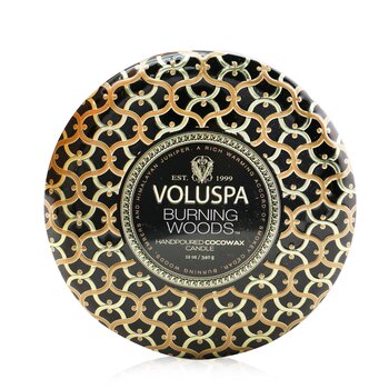 Voluspa 3 Wick Decorative Tin Candle - Burning Woods