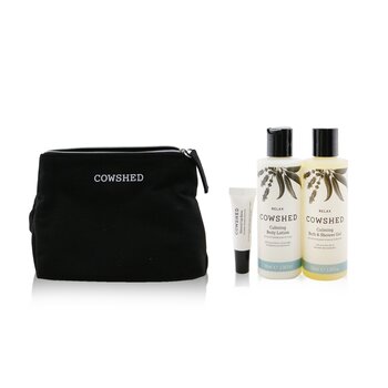 Relax Calming Essentials Set: Natural Lip Balm 5ml+ Bath & Shower Gel 100ml+ Body Lotion 100ml+ Bag