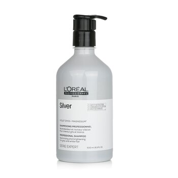 LOreal Professionnel Serie Expert - Silver Violet Dyes + Magnesium Neutralising and Brightening Shampoo (For Grey and White Hair)