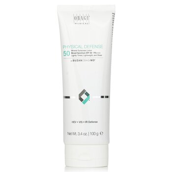 Obagi SUZANOBAGIMD Physical Defense Protector Solar Mineral Espectro Amplio SPF 50 PA+++ (Con Tinte Ligero, Ligero & Transparente)