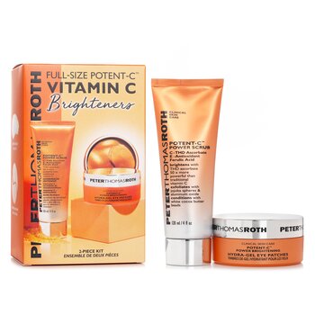 Peter Thomas Roth Full Size Potent C Vitamin C Brighteners 2 Piece Kit: Potent C Power Scrub 120ml + Potent C Hydra Gel Eye Patches 30pairs